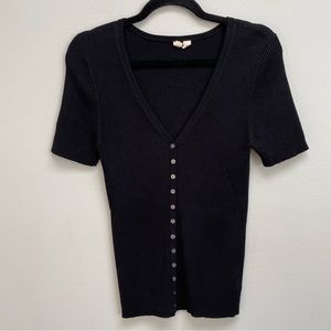 Anthropologie Moth ribbed knit sweater shirt button up shirt sleeve size large